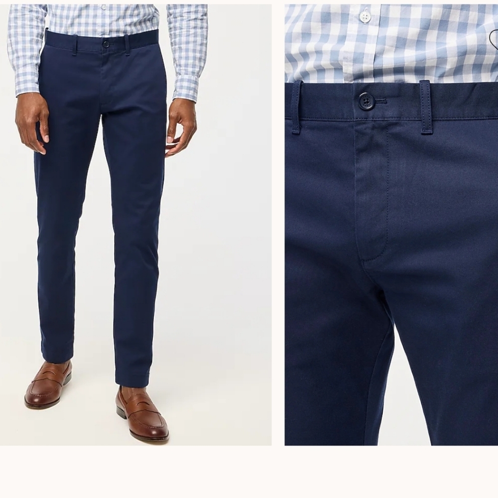​J Crew Men's Navy Blue Chino Pants Slim Fit Flex Trousers 29x32